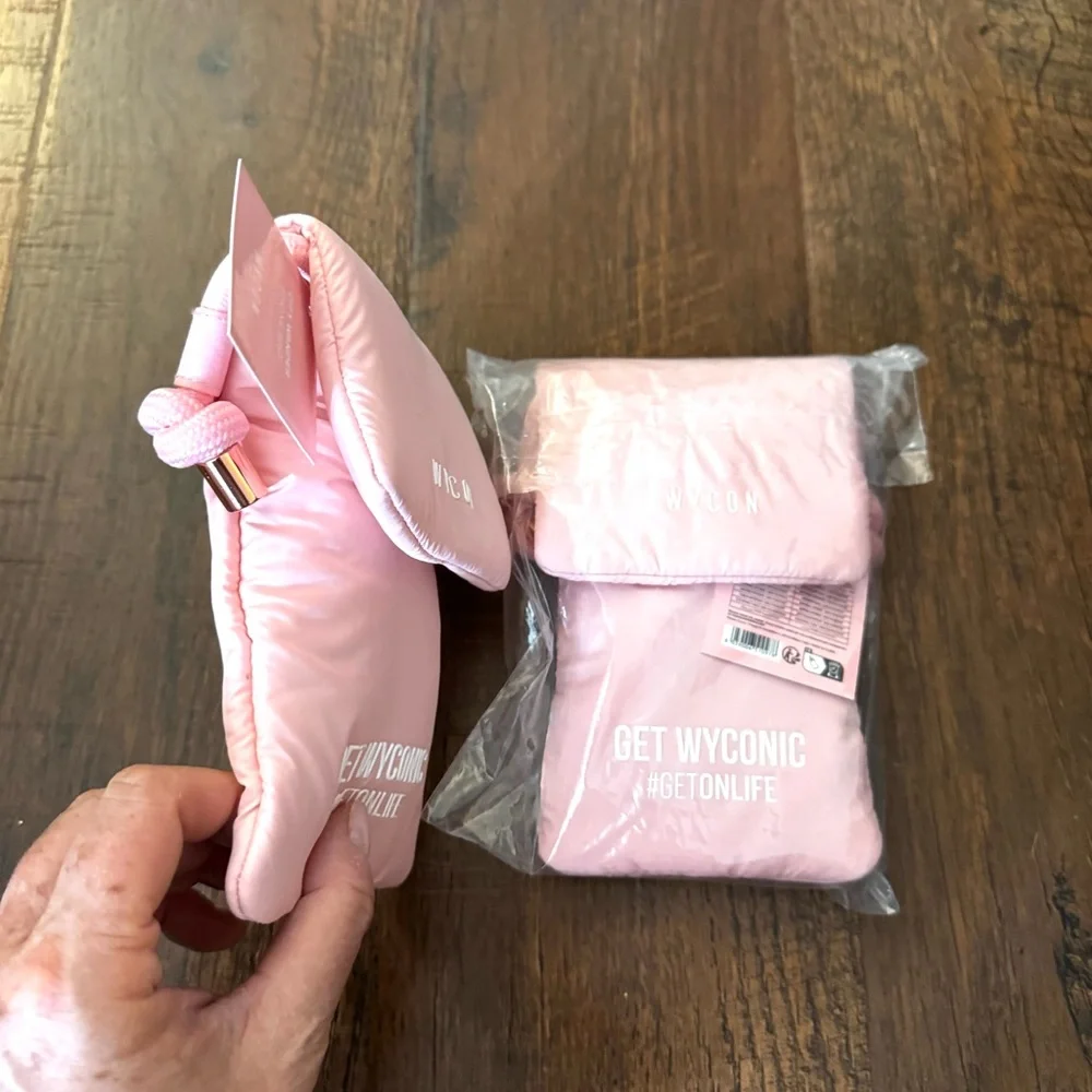 Bubble gum Pink padded phone bag with shoulder strap, NWT